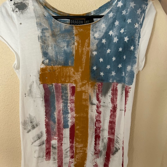 H&M Tops - H&M girl with dragon tattoo shirt Swedish flag